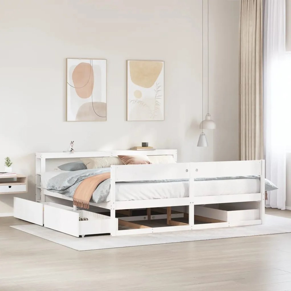 vidaXL Cama sem colchão 180x200 cm madeira de pinho maciça branco