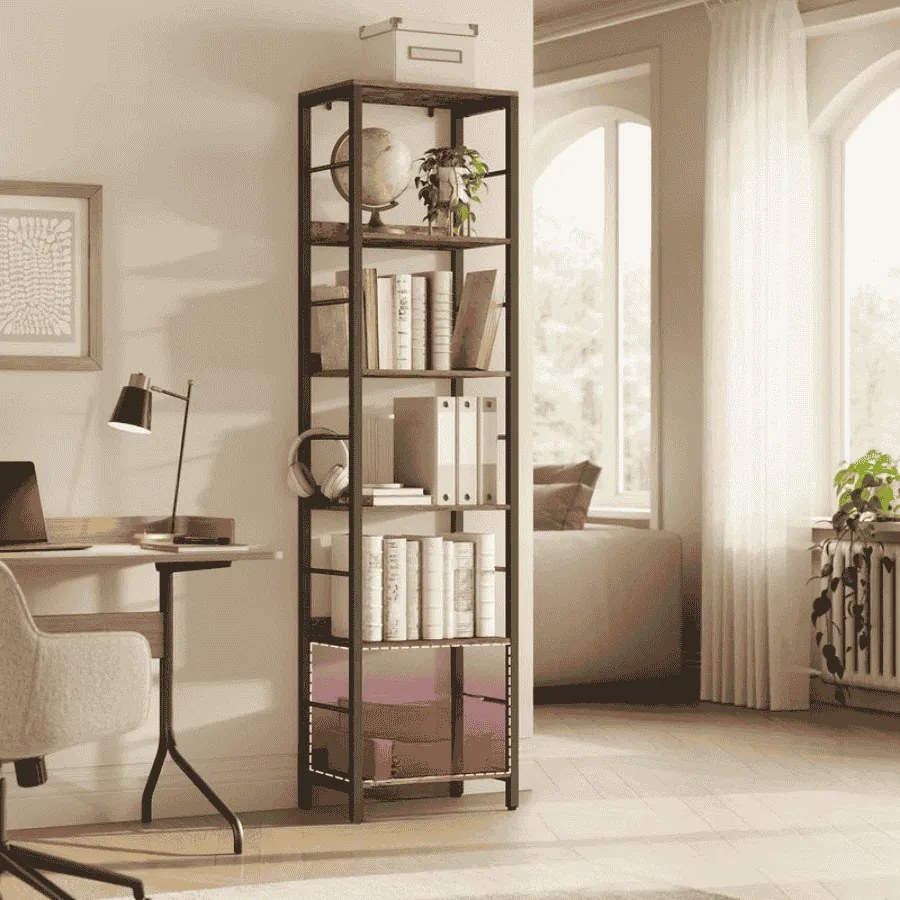 Estante com 6 prateleiras 30 x 40 x 178 cm Design industrial castanho vintage-Preto