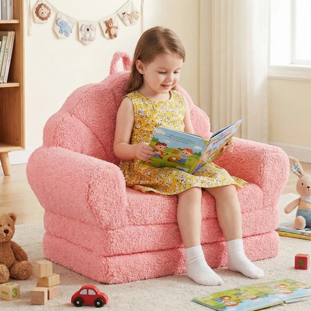 Sofá dobrável 2 em 1 em forma de concha para crianças, convertível em cama com braços, capa removível e base antiderrapante, para maiores de 3 anos, c