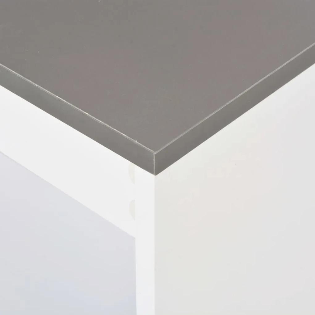 Mesa de Bar Lukas com Prateleiras - Branco/Cinzento - Design Moderno