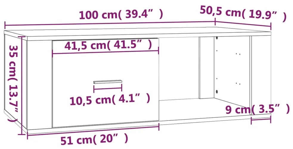 Mesa de centro 100x50,5x35 cm derivados madeira cinza cimento