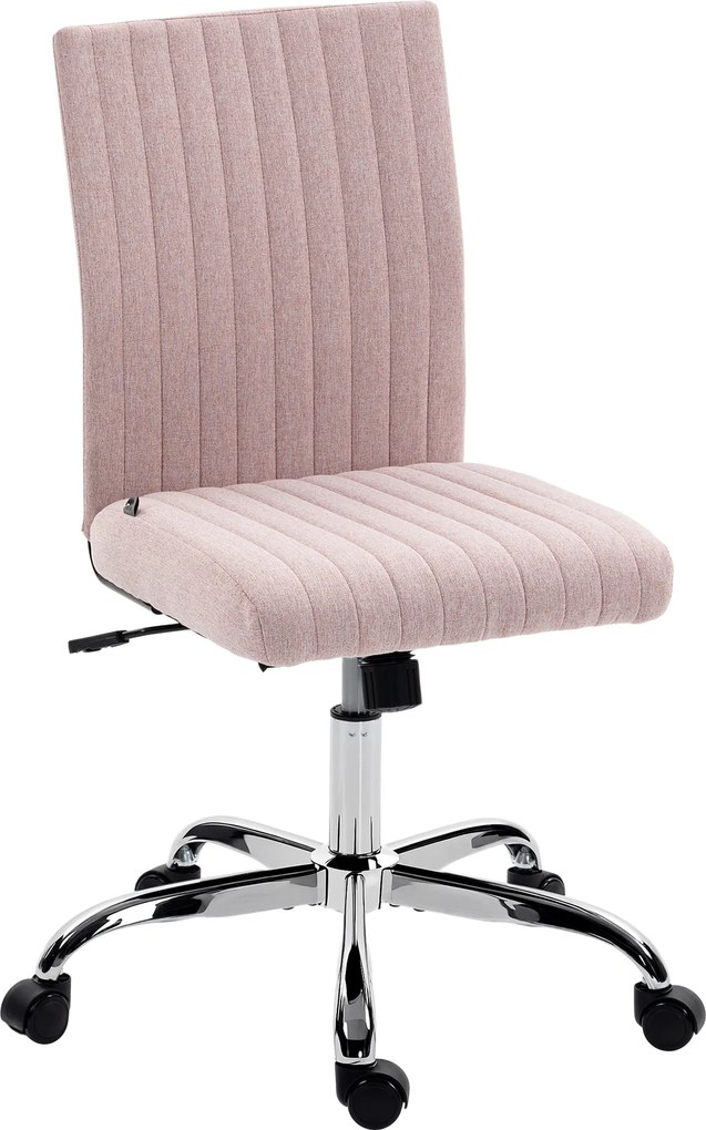 HOMCOM Cadeira de escritório sem braços, poltrona de escritório, altura ajustável e giratória 360°, 43 x 56 x 89-99 cm, rosa | Aosom Portugal