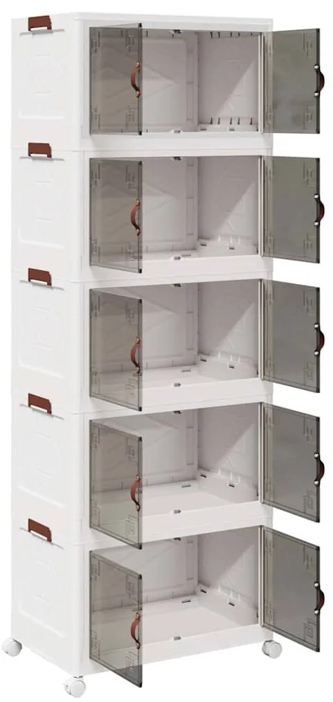 Caixa arrumação empilhável com rodas 5 níveis 75 L 64x40x179 cm