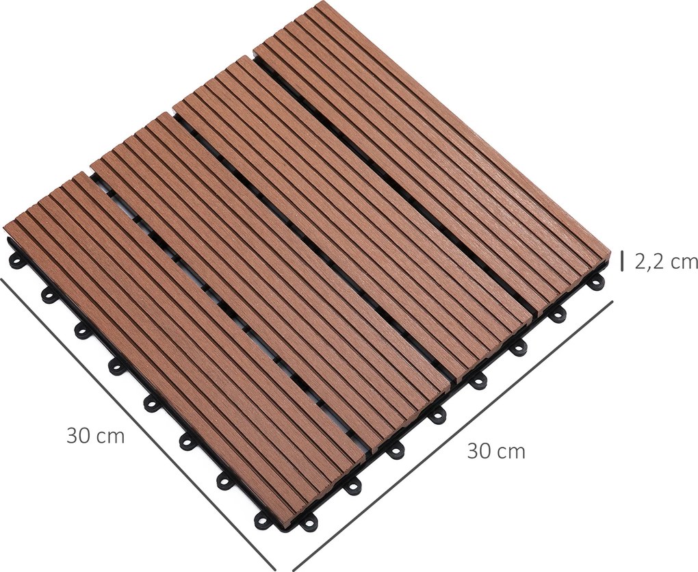 Conjunto de 11 Peças de Estrados Exterior 30x30 cm 1 m² Estrados de Ja