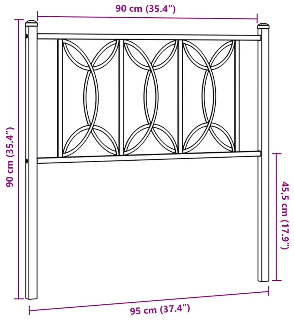 Cabeceira de cama 90 cm metal preto