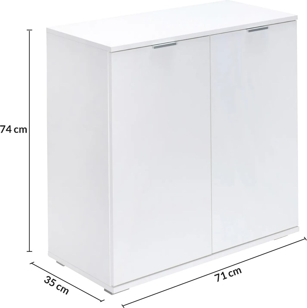 Aparador Alba com a prateleira ajustável em altura 71 x 74 x 35 cm Branco