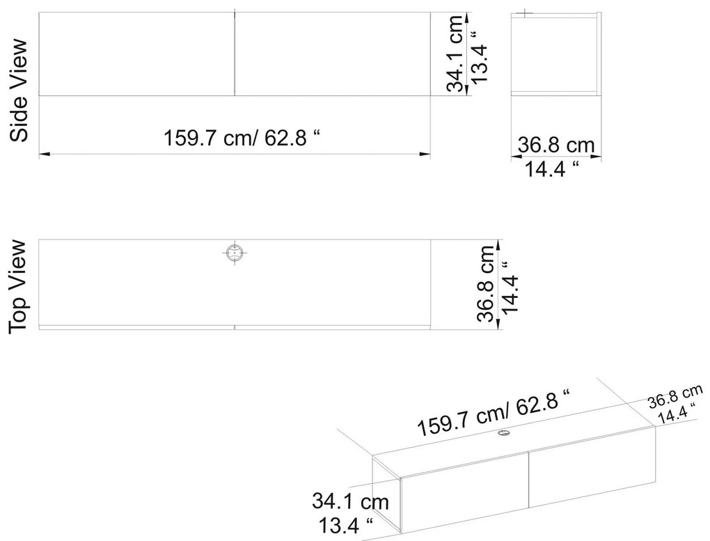 Móvel TV Poling – Branco Nogueira – 159,7 x 36,8 x 34,1 cm