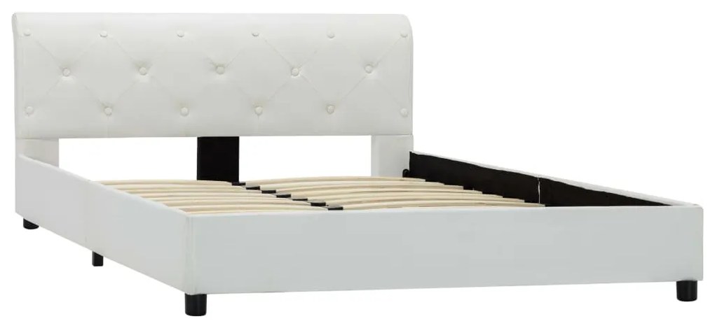 Estrutura de cama 140x200 cm couro artificial branco
