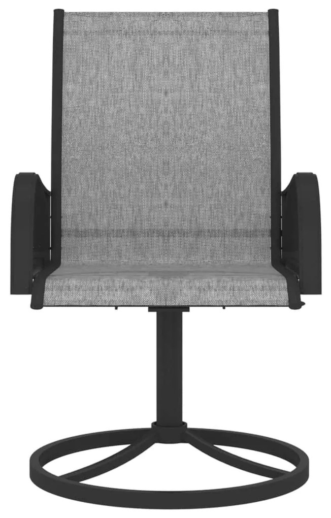 Cadeiras de jardim giratórias 2 pcs textilene e aço cinzento