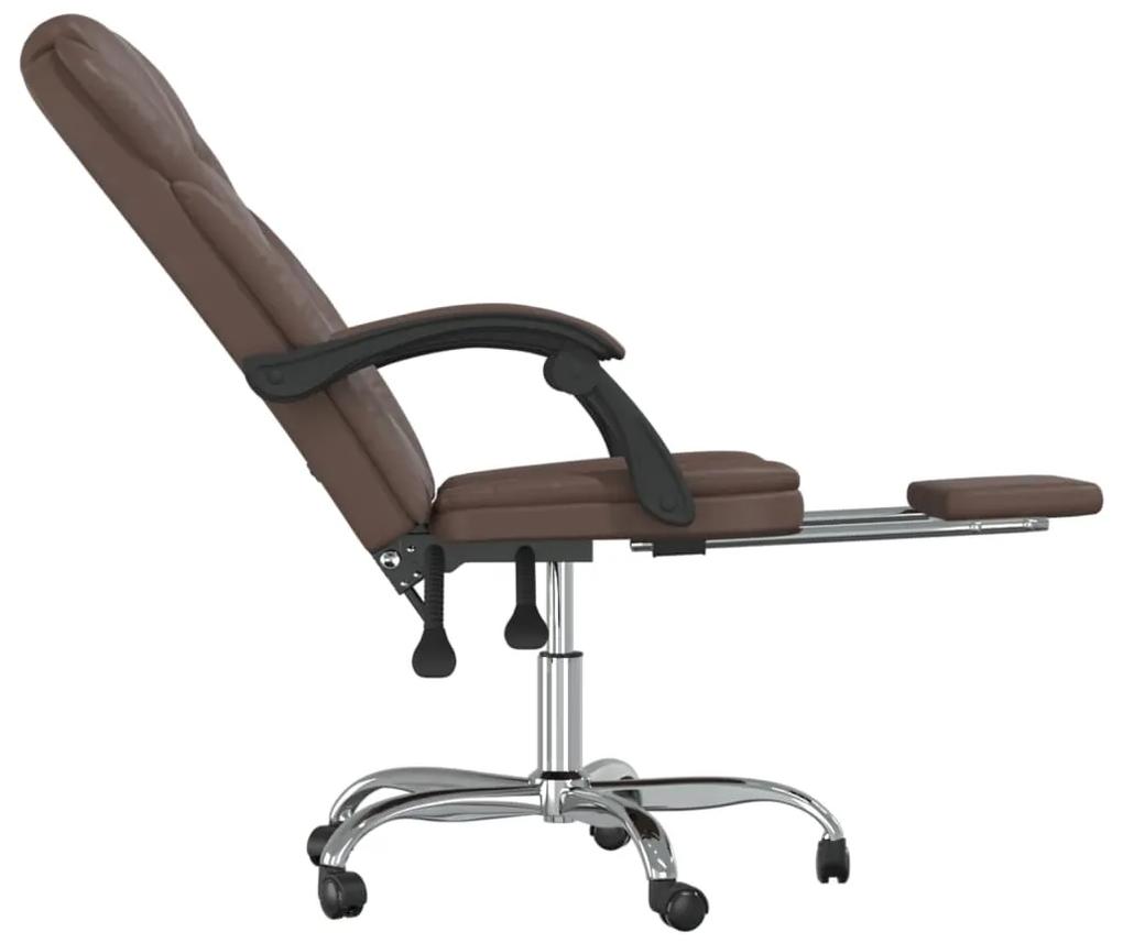 Cadeira de escritório reclinável couro artificial castanho