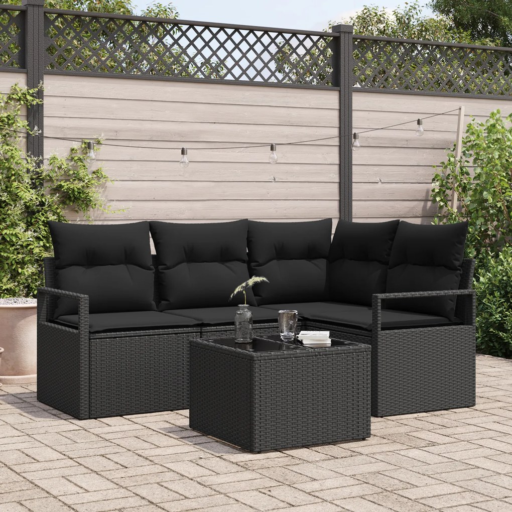 Conjunto de Sofá de Jardim vidaXL com Almofadas Beijes em Rattan Poliéster