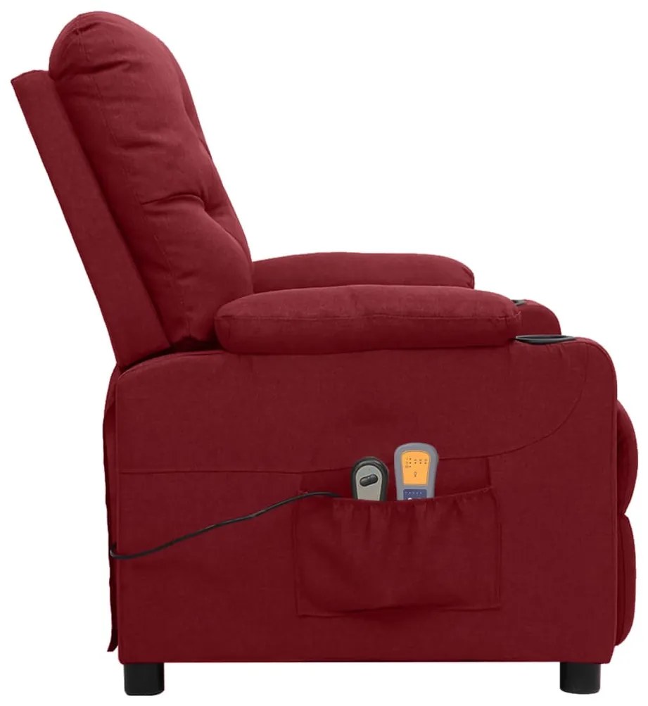 Poltrona de massagens elétrica reclinável tecido vermelho tinto