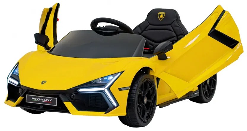 Carro elétrico para Crianças Lamborghini Revuelto 12V 4x4 Rodas Espuma EVA, Assento couro ecológico Amarelo