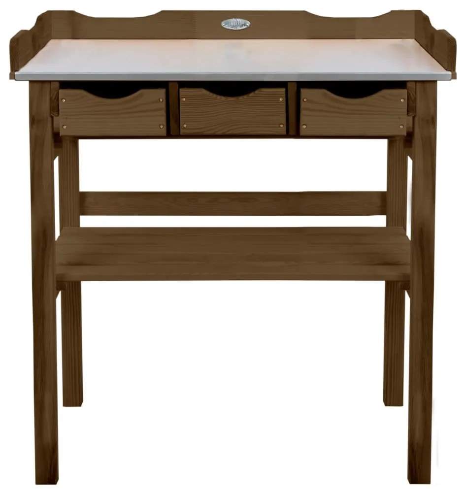 433904 Esschert Design Mesa de jardinagem com gavetas castanho
