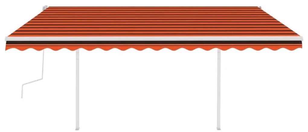 Toldo retrátil manual com postes 4,5x3,5 m laranja e castanho