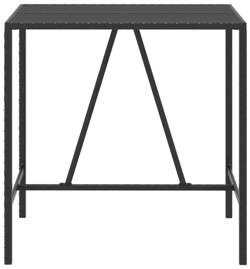 Mesa de bar com tampo de vidro 110x70x110 cm vime PE preto