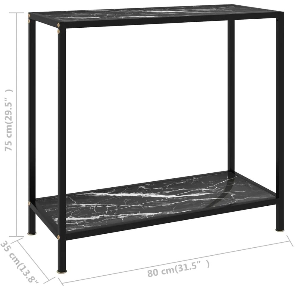 Mesa consola 80x35x75 cm vidro temperado preto