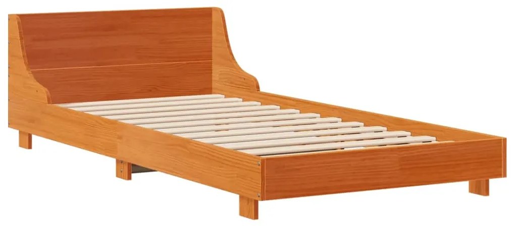 Cama sem colchão 90x200 cm pinho maciço castanho-mel