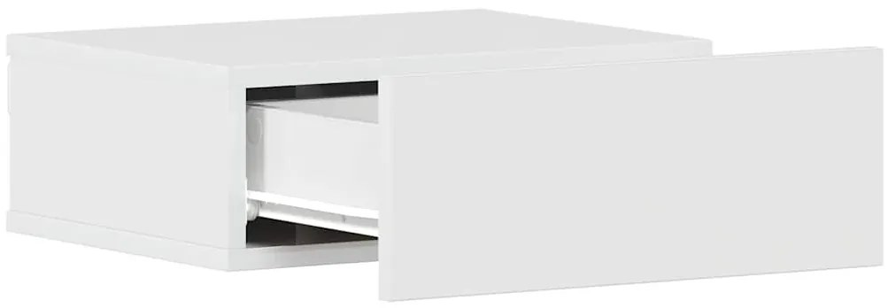 Mesa de cabeceira suspensa derivados madeira branco brilhante