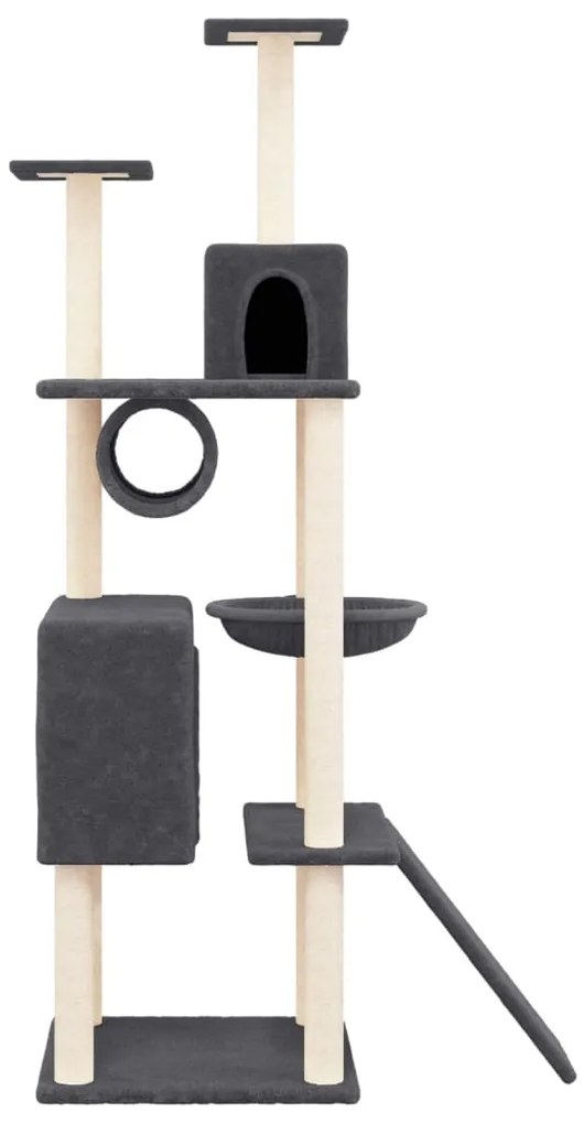 Árvore p/ gatos c/ postes arranhadores sisal 168cm cinza-escuro