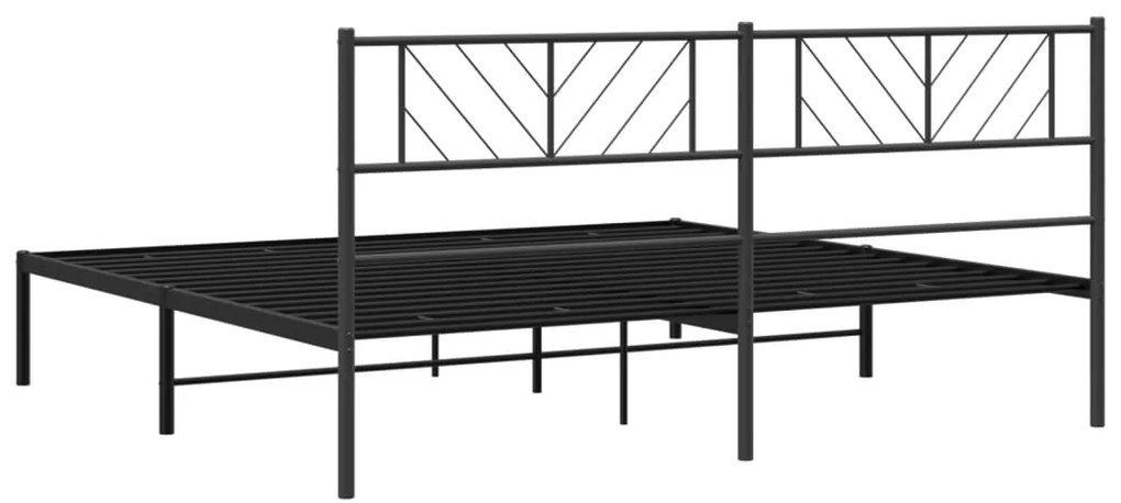 Estrutura de cama em metal com cabeceira 180x200 cm preto