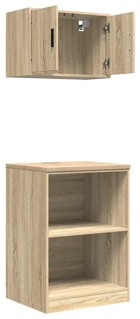 Armários de garagem 2pcs derivados de madeira carvalho sonoma