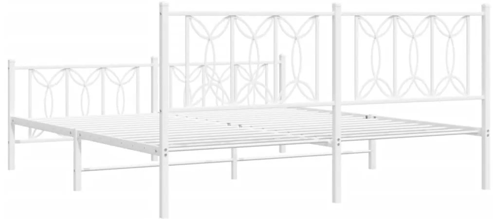 Estrutura de cama com cabeceira e pés 183x213 cm metal branco