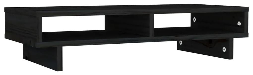 Suporte para monitor 60x27x14 cm madeira de pinho maciça preto