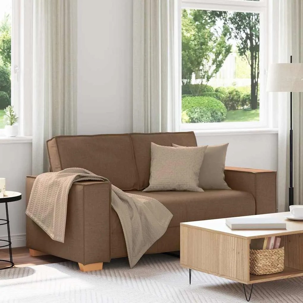 vidaXL Sofá de 2 lugares marrom 120 cm tecido