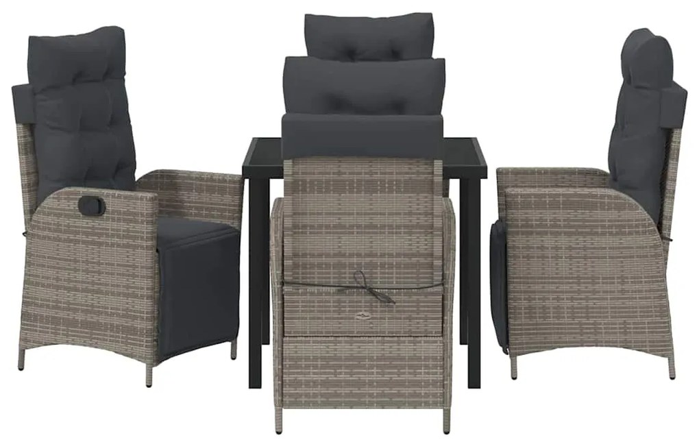 Conjunto de Jantar de Jardim com 5 Peças Cinza Rattan