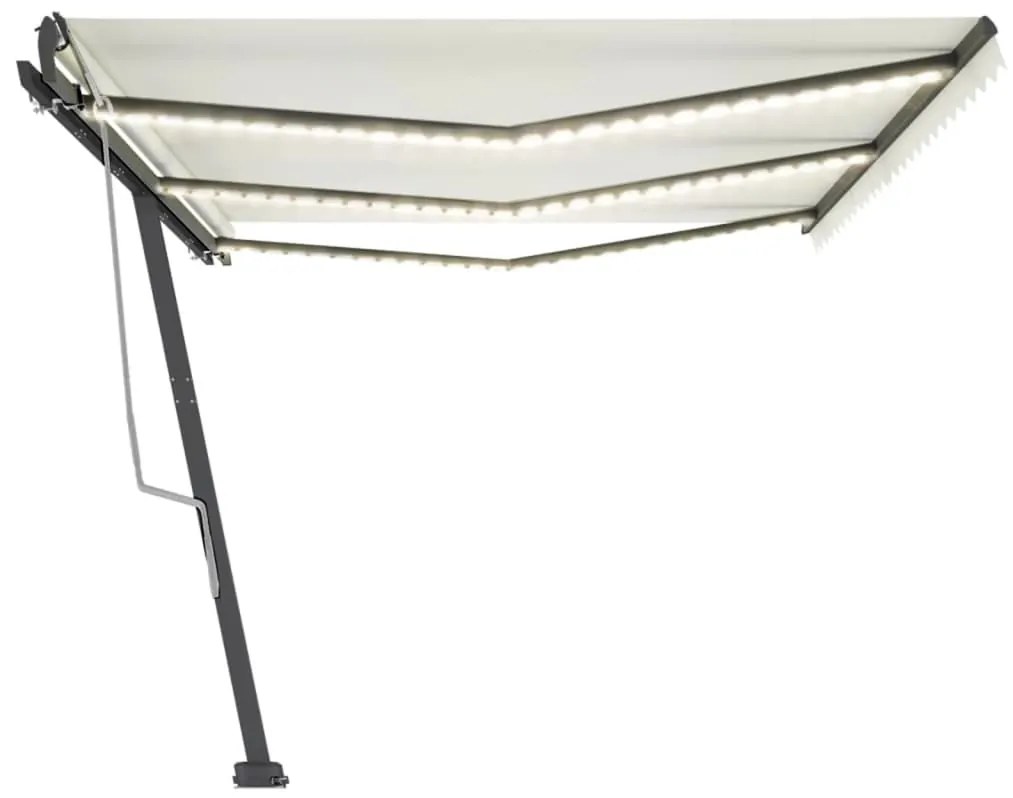 Toldo retrátil manual com LED 600x300 cm cor creme