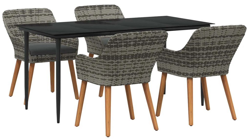 vidaXL Conjunto de Jantar para Jardim 5 pcs Cinzeto vime PE