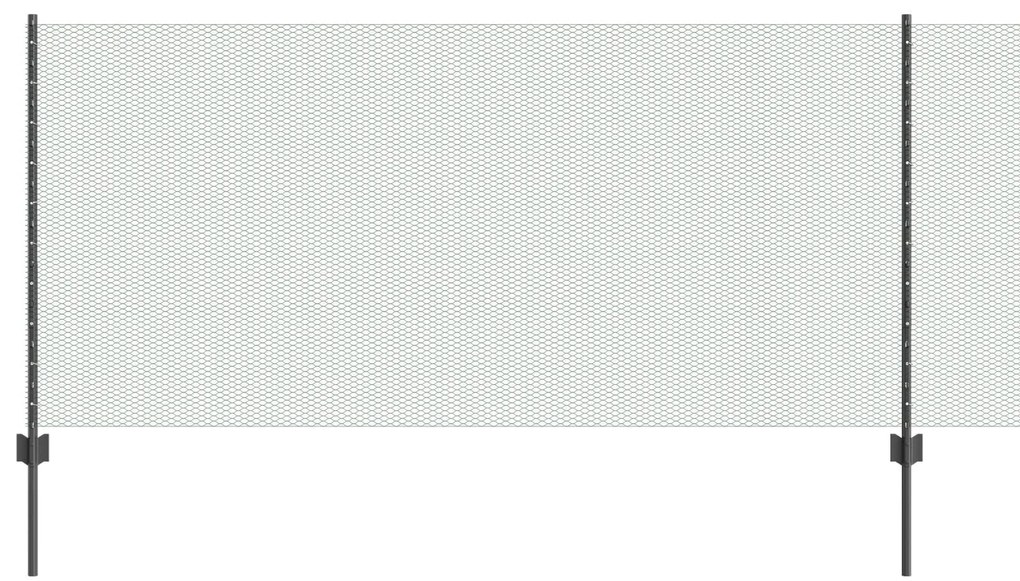Postes de Cerca vidaXL 22 pcs U-Channel Cinza 100 cm Aço, Cerca Hexago