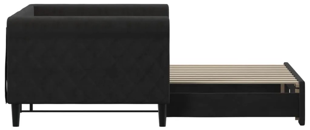 Sofá-cama com gavetão 90x190 cm veludo preto