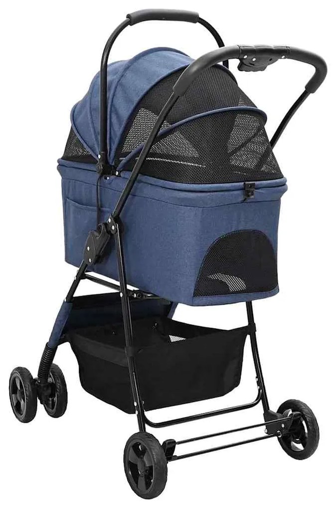 Carrinho de Pet Dobrável Azul 81 x 47 x 99 cm Tecido Oxford
