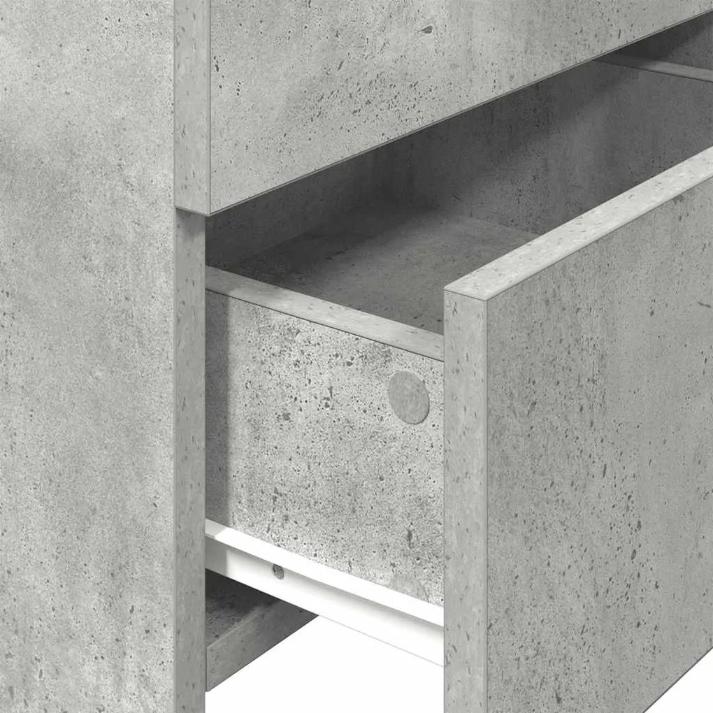 Mesa de cabeceira com 2 gavetas cinza concreto 40x36,5x62 cm