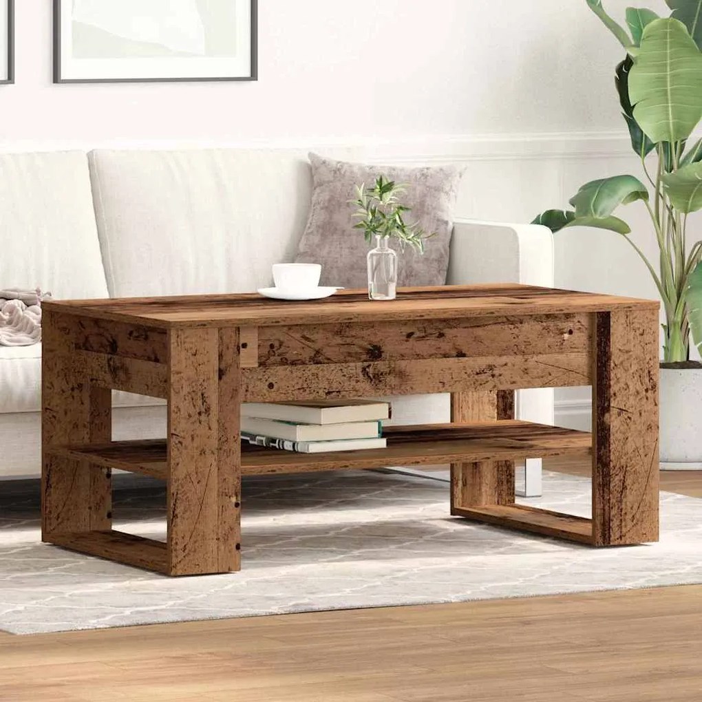 Mesa de Centro vidaXL em Madeira Velha 102x55x45 cm de Madeira de Enge