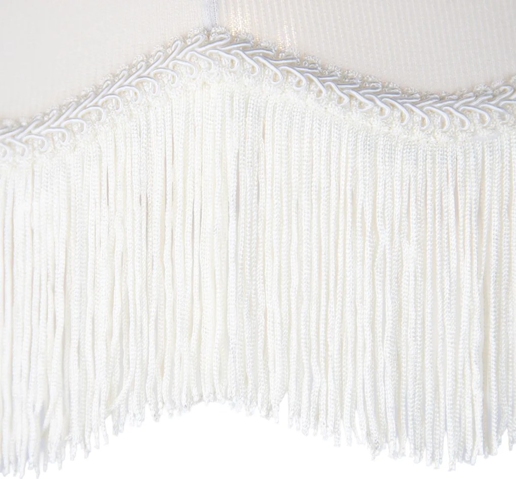 Candeeiro suspenso preto com abajur bege e interior branco 31,5cm 3-luzes - Cava