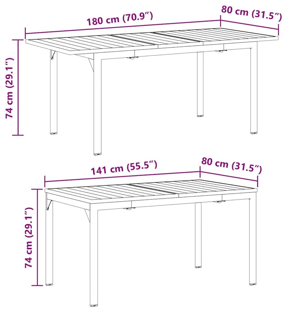 Conjunto de Jantar com Almofadas Manual 9 pcs Antracite Médio