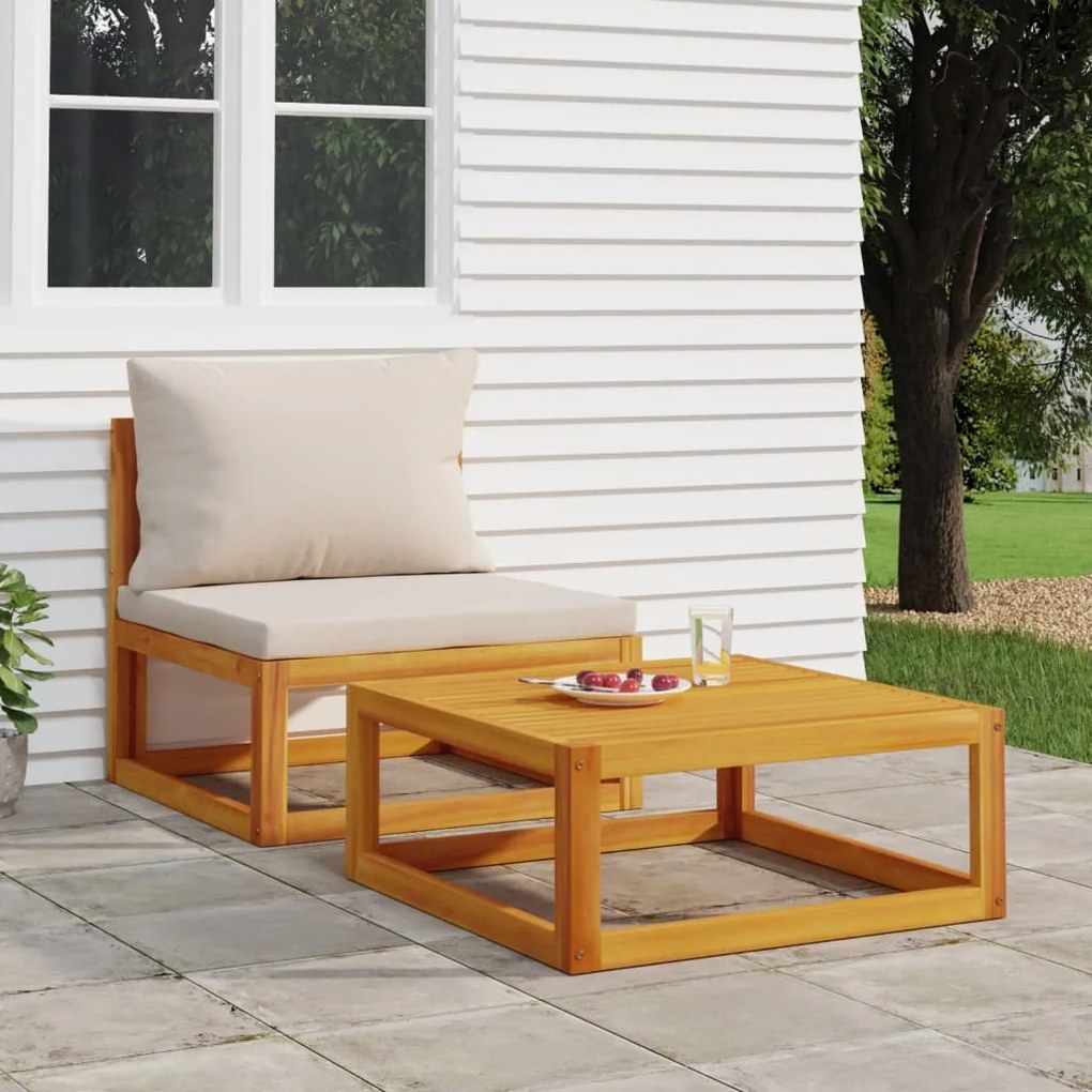 vidaXL 2 pcs conjunto de sofás de jardim c/ almofadões acácia maciça