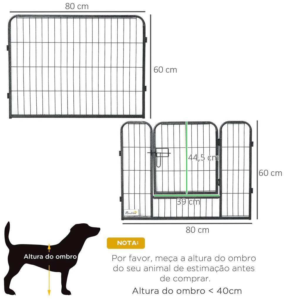 PawHut Parque para Cães com 12 Painéis Recinto para Animais de Estimaç