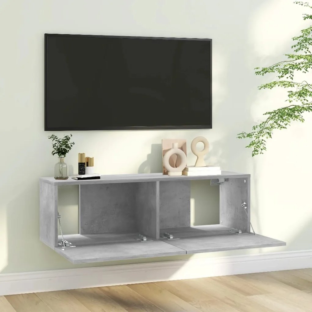 Móvel de TV 100x30x30 cm derivados de madeira cinzento cimento
