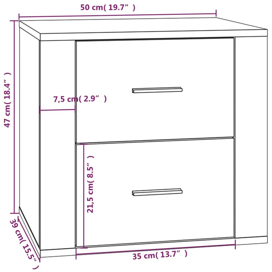 Mesa de cabeceira 50x39x47 cm preto