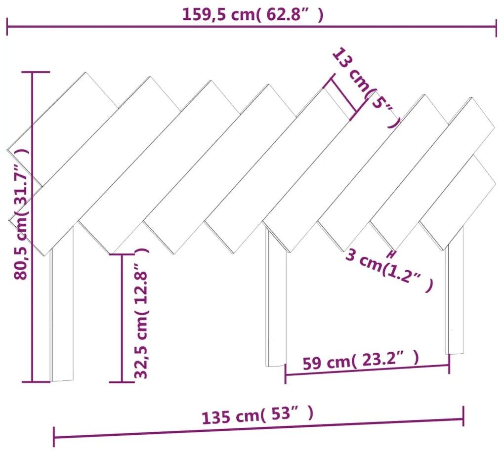 Cabeceira de cama 159,5x3x80,5 cm pinho maciço branco