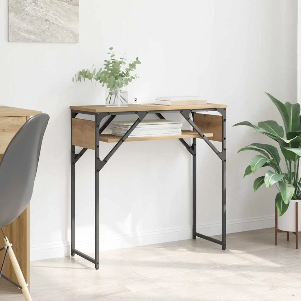 vidaXL MesadeConsola Carvalho Artesanal 75x30x75cm Madeira processada