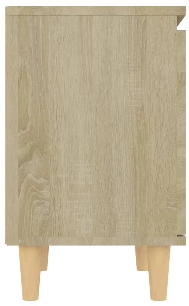 Mesa cabeceira pernas de madeira 40x30x50 cm carvalho sonoma