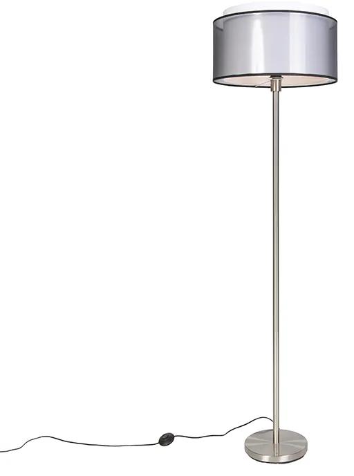 Candeeiro de pé design em aço com abajur branco e preto 47 cm - Simplo Moderno,Design