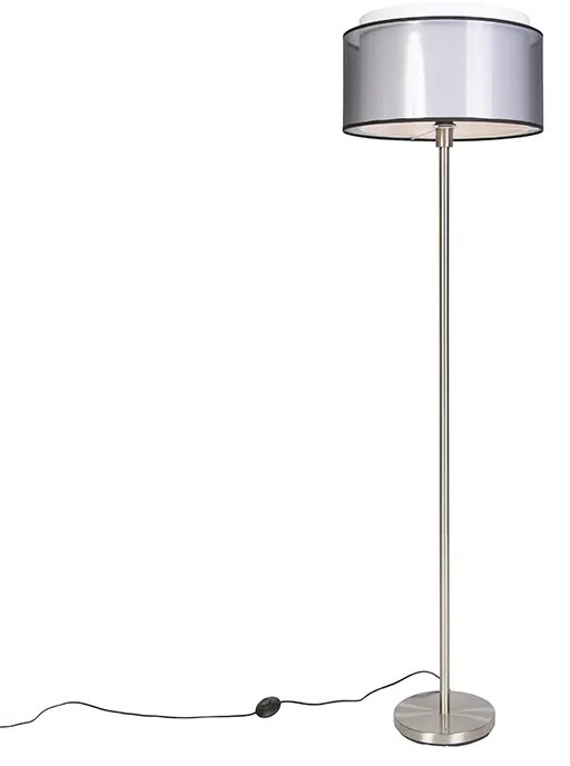 Candeeiro de pé design em aço com cúpula branca e preta 47 cm - Simplo Moderno,Design