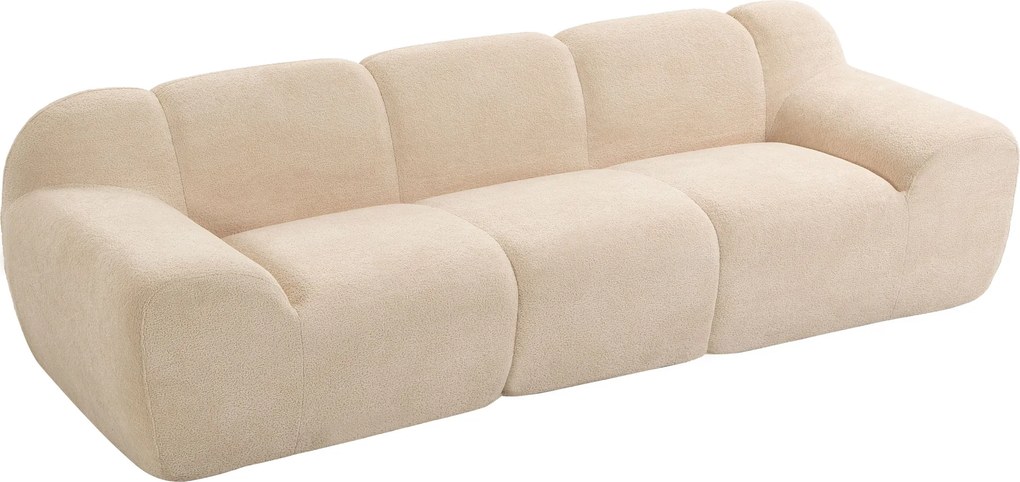 HOMCOM Sofá de 3 Lugares em Chenille 233 cm com Assento Amplo, Apoios de Braços Largos, Sem Montagem, Bege | Aosom Portugal