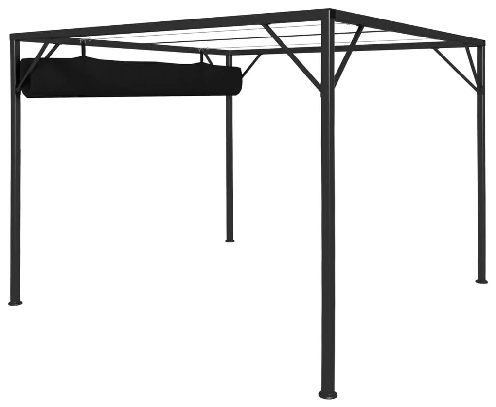 Gazebo de jardim com toldo retrátil 3x3 m antracite